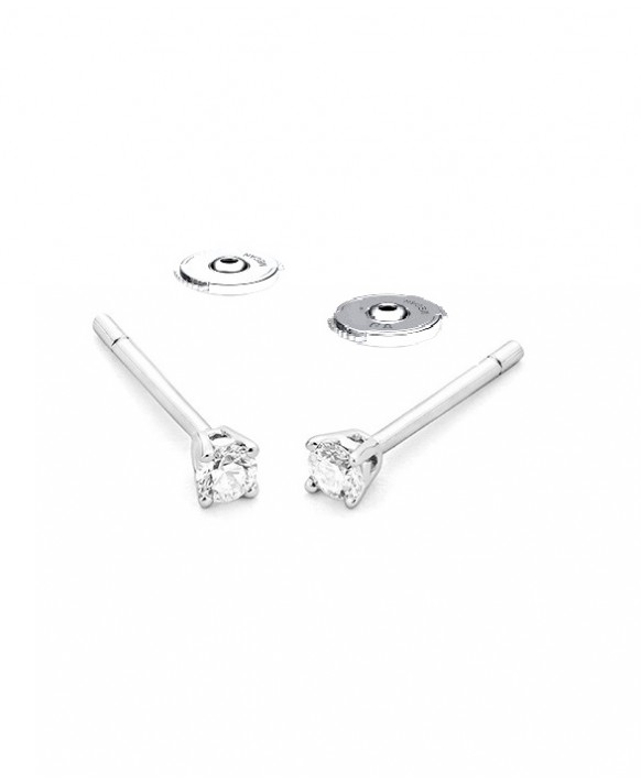 Boucles oreilles Diamants 0,15 ct Or blanc 750/1000ème