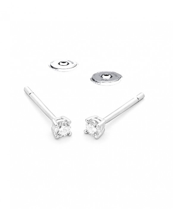 Boucles oreilles Diamants 0,20 ct Or blanc 750/1000ème