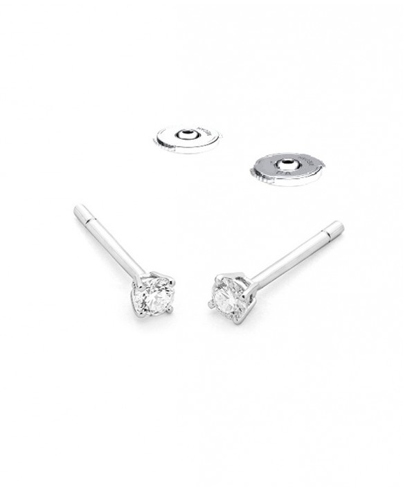 Boucles oreilles Diamants 0,22 ct Or blanc 750/1000ème