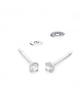 Boucles oreilles Diamants 0,30 ct Or blanc 750/1000ème, serti 4 griffes