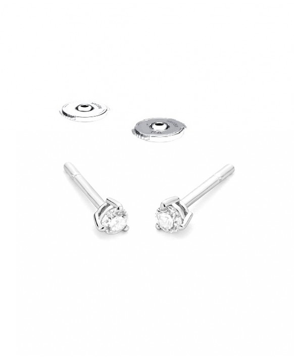 Boucles oreilles Diamants 0,15 ct Or blanc 750/1000ème