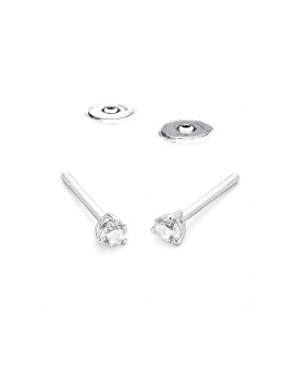 Boucles oreilles Diamants 0,20 ct Or blanc 750/1000ème, serti 3 griffes