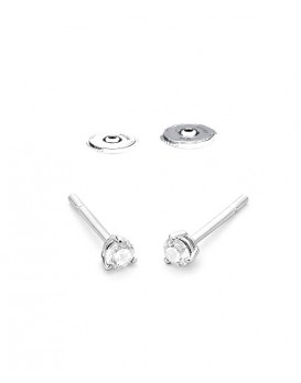 Boucles oreilles Diamants 0,25 ct Or blanc 750/1000ème, serti 3 griffes