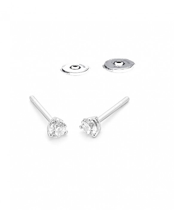 Boucles oreilles Diamants 0,30 ct Or blanc 750/1000ème, serti 3 griffes