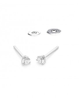 Boucles oreilles Diamants 0,30 ct Or blanc 750/1000ème, serti 3 griffes