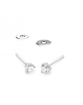 Boucles oreilles Diamants 0,50 ct Or blanc 750/1000ème, serti 3 griffes