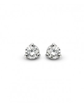 Boucles oreilles Diamants 0,50 ct Or blanc 750/1000ème, serti 3 griffes