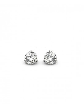 Boucles oreilles Diamants 0,25 ct Or blanc 750/1000ème, serti 3 griffes