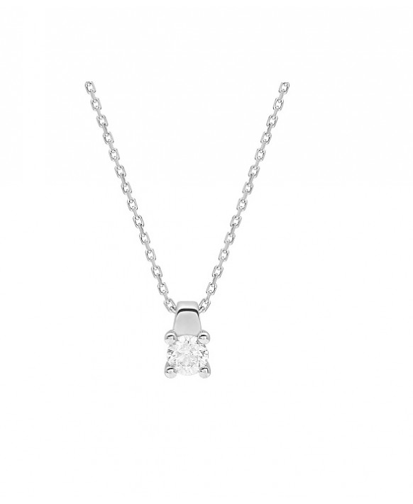 Collier pendentif Diamant 0,23 ct Or blanc 750/1000ème, serti 4 griffes
