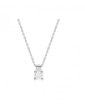 Collier pendentif Diamant 0,23 ct Or blanc 750/1000ème, serti 4 griffes