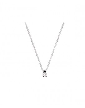 Collier pendentif Diamant 0,08 ct Or blanc 750/1000ème, serti 4 griffes