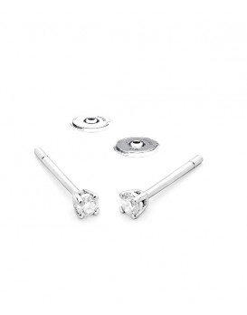 Boucles oreilles Diamants 0,15 ct Or blanc 750/1000ème, serti 4 griffes