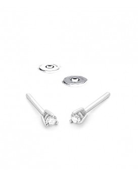 Boucles oreilles Diamants 0,05 ct Or blanc 750/1000ème, serti 3 griffes