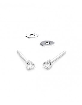 Boucles oreilles Diamants 0,10 ct Or blanc 750/1000ème, serti 3 griffes