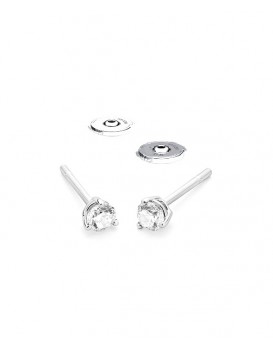 Boucles oreilles Diamants 0,40 ct Or blanc 750/1000ème, serti 3 griffes