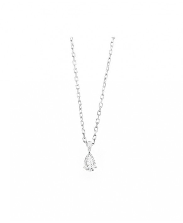 Collier pendentif Diamant 0,20 ct Or blanc 750/1000ème, serti 3 griffes