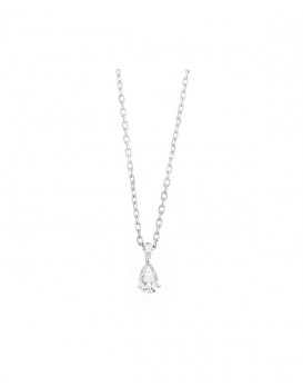 Collier pendentif Diamant 0,20 ct Or blanc 750/1000ème, serti 3 griffes