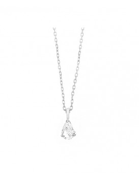 Collier pendentif Diamant 0,25 ct Or blanc 750/1000ème, serti 3 griffes