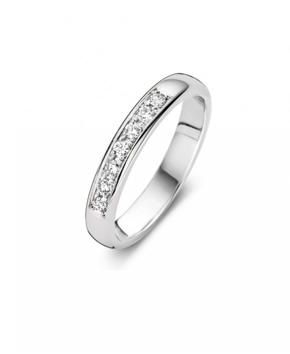 GARANCE, Alliance or blanc 750/1000ème et diamants