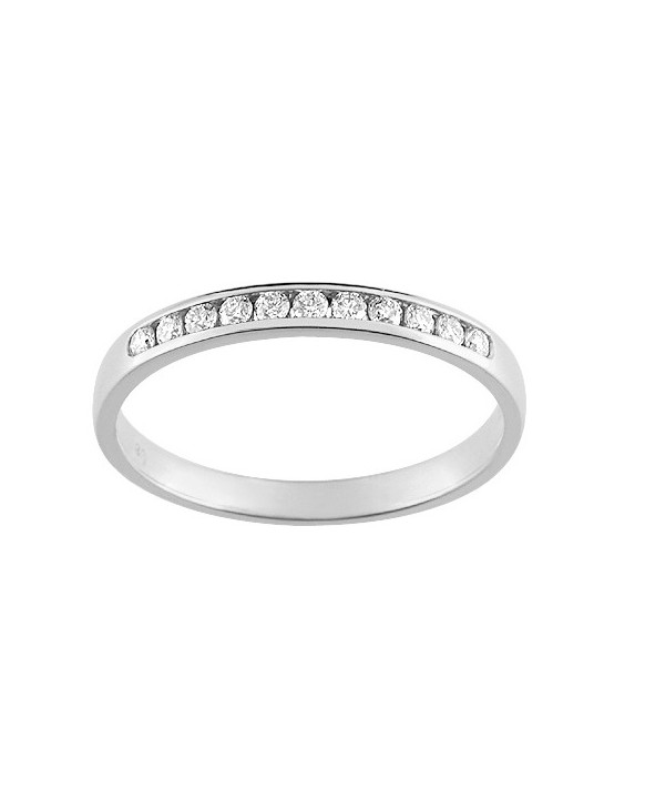 LAURE, Alliance or blanc 750/1000ème et diamants 0,15 ct