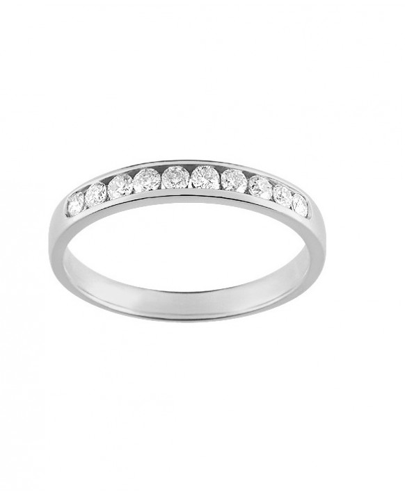 LAURE, Alliance or blanc 750/1000ème et diamants 0,25 ct