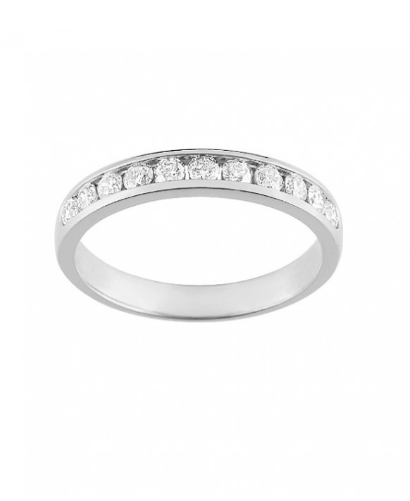 LAURE, Alliance or blanc 750/1000ème et diamants 0,50 ct