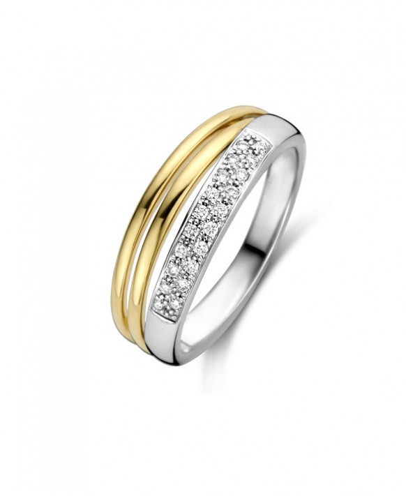 CELIA, Bague bicolore Or  750/1000ème et diamants 0,10 carats
