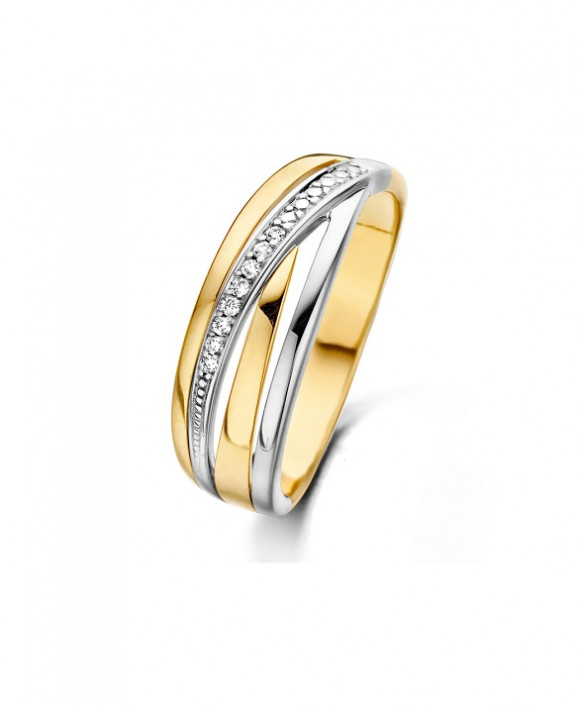 ELORA, Bague bicolore Or  750/1000ème et diamants 0,04 carats