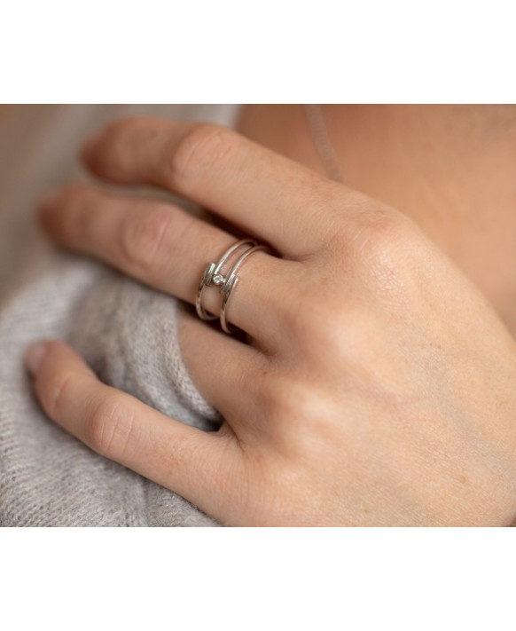 Bague argent et diamant LA GARCONNE 20100019, Collection Délicate Entrevue