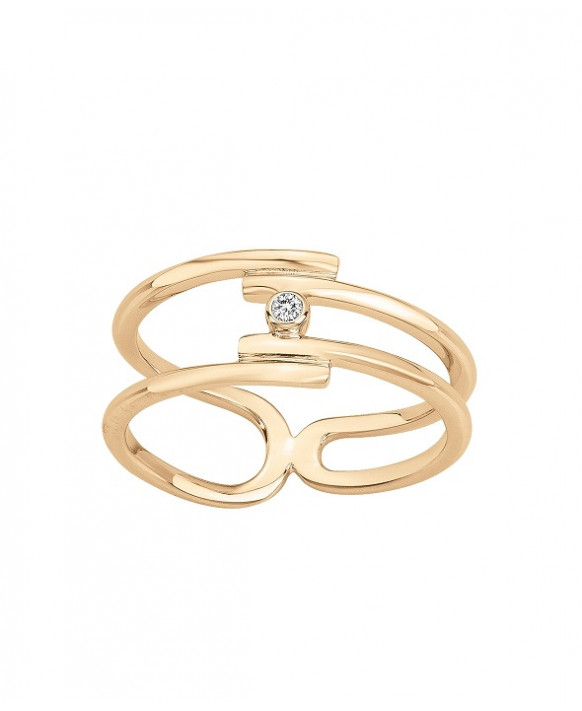 Bague plaqué or et diamant LA GARCONNE 26100021, Collection Délicate Entrevue