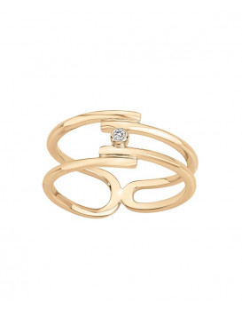 Bague plaqué or et diamant LA GARCONNE 26100021, Collection Délicate Entrevue