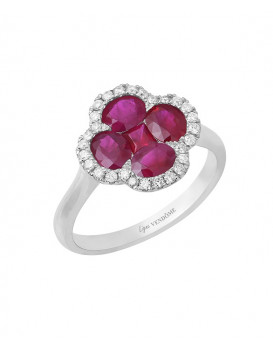 Bague or blanc 750/1000ème rubis et diamants LIGNE VENDOME RM182RG Collection Cléopâtre