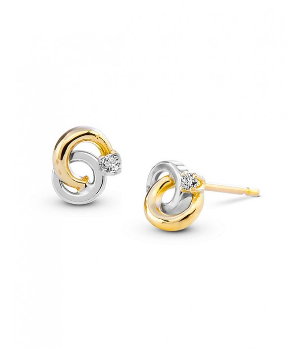 Boucles oreilles Diamants 0,03 ct Or jaune et blanc 750/1000ème