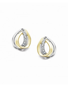 Boucles oreilles Diamants 0,02 ct Or jaune et blanc 750/1000ème