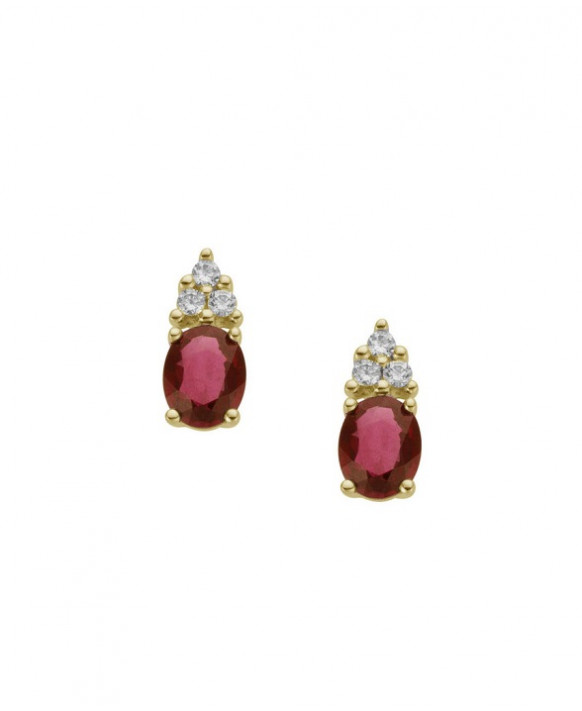 Boucles d'oreilles Rubis et Diamants  Or jaune 750/1000ème