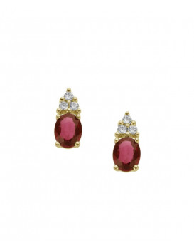 Boucles d'oreilles Rubis et Diamants  Or jaune 750/1000ème