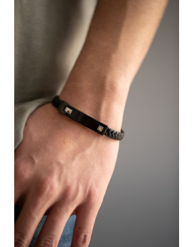 CHRISTIANO, Bracelet homme cuir et acier PHEBUS 35-0876