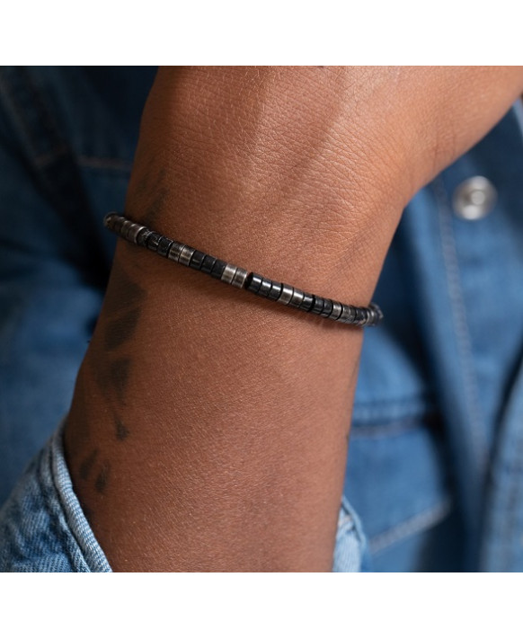 JOSH, Bracelet homme cuir, acier  PHEBUS 35-1132