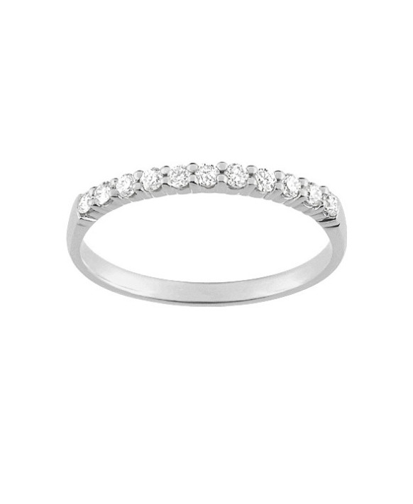 JULIE, Alliance or blanc 750/1000ème et diamants 0,20 ct