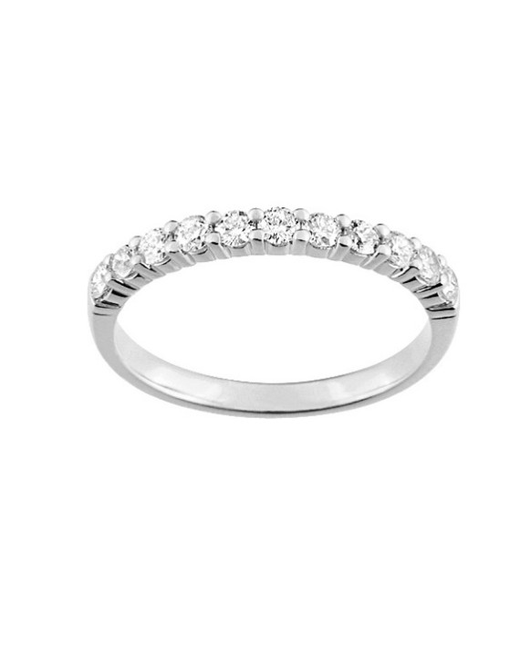 JULIE, Alliance or blanc 750/1000ème et diamants 0,40 ct