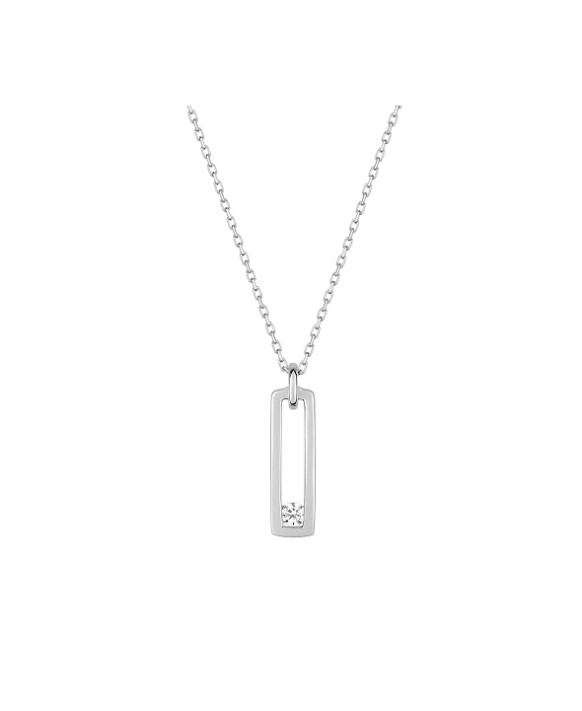 Collier pendentif  oxyde de zirconium Or blanc 375/1000ème