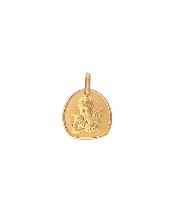 Médaille  Ange avec agneau or jaune 750/1000ème