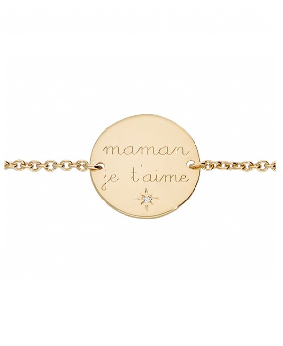 Bracelet plaqué or ''Maman je t'aime''