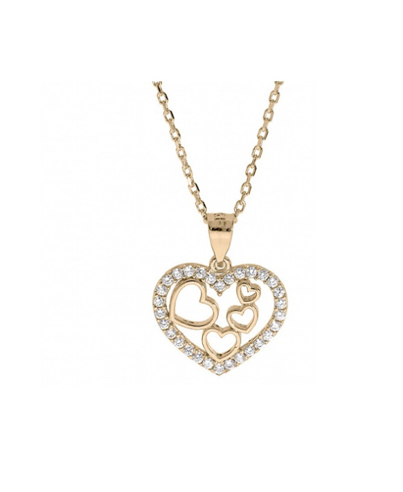 Collier plaqué or motif coeur oxydes de zirconium