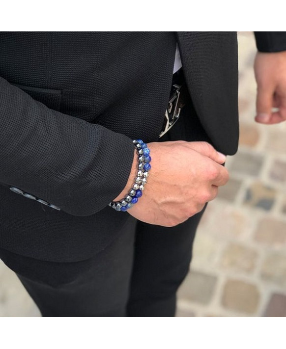 Bracelet homme  acier et Lapis Lazuli MONOMANIA 45178