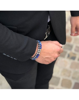 Bracelet homme  acier et Lapis Lazuli MONOMANIA 45178
