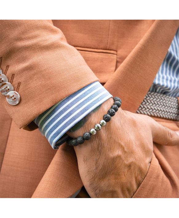 Bracelet homme  acier et lave MONOMANIA 45182