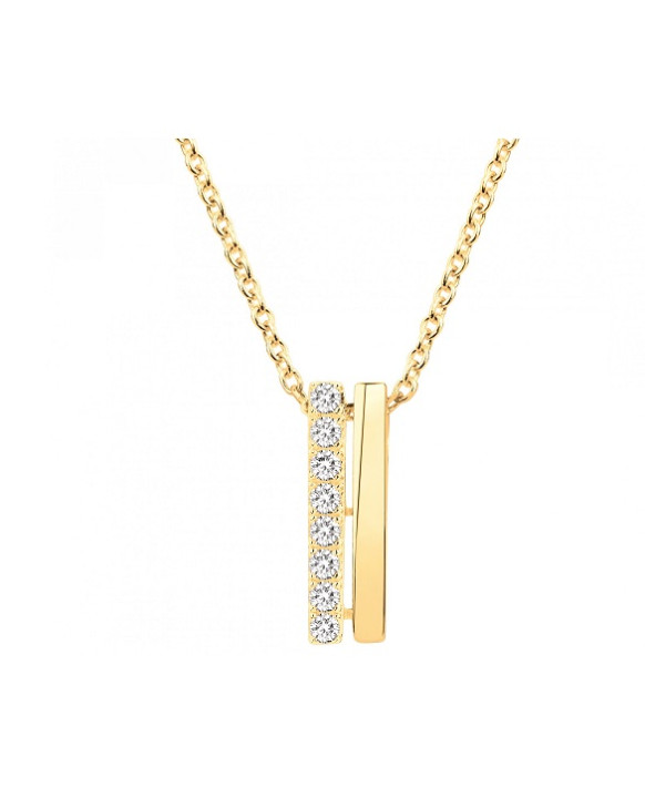 Collier plaqué or et pendentif oxydes de zirconium