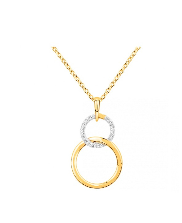 Collier plaqué or et pendentif oxydes de zirconium