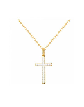 Collier plaqué or et croix sertie d'oxydes de zirconium